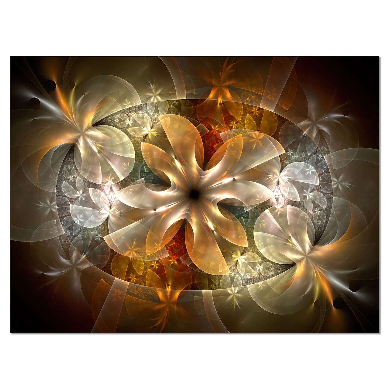 Designart - Fractal Flower with Blue Details - Floral Art Canvas Print